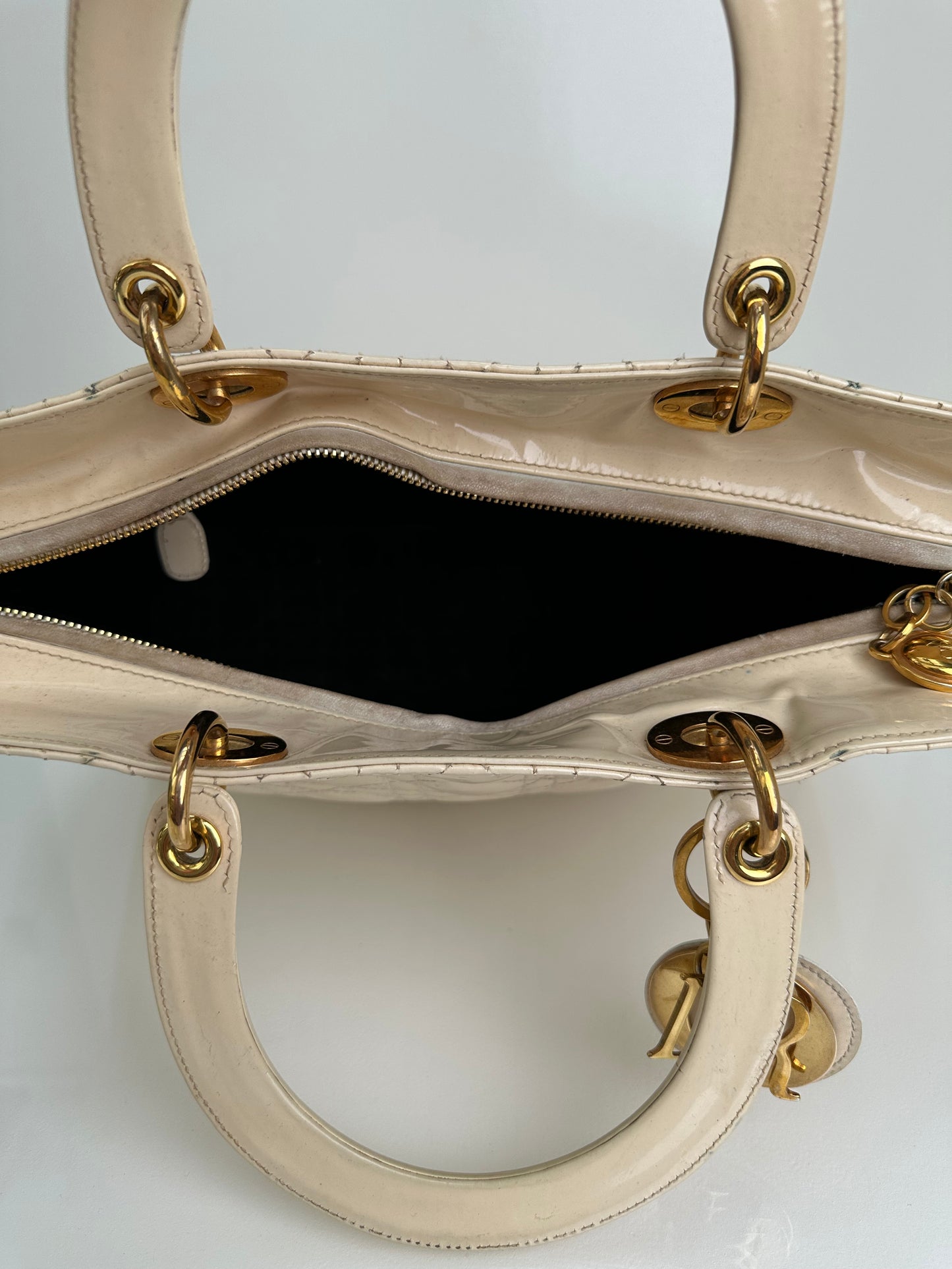 Dior Vintage Cream Cannage Large Lady Dior Bag GHW