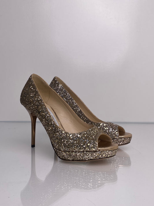 Jimmy Choo Gold Sequin Heels, 35.5