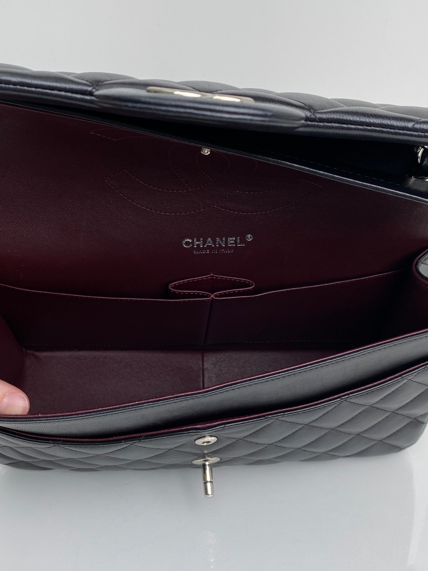 Chanel Black Quilted Lambskin Classic Double Flap Jumbo Bag SHW #19