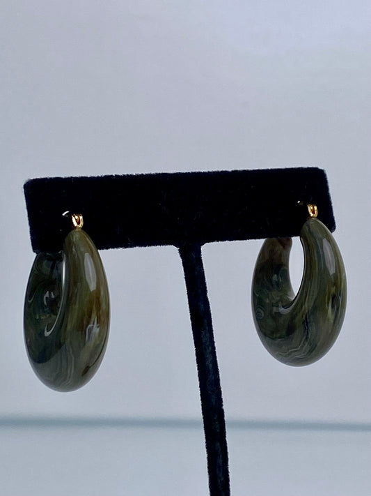 Rachel Comey Green Marble Hoop Earrings
