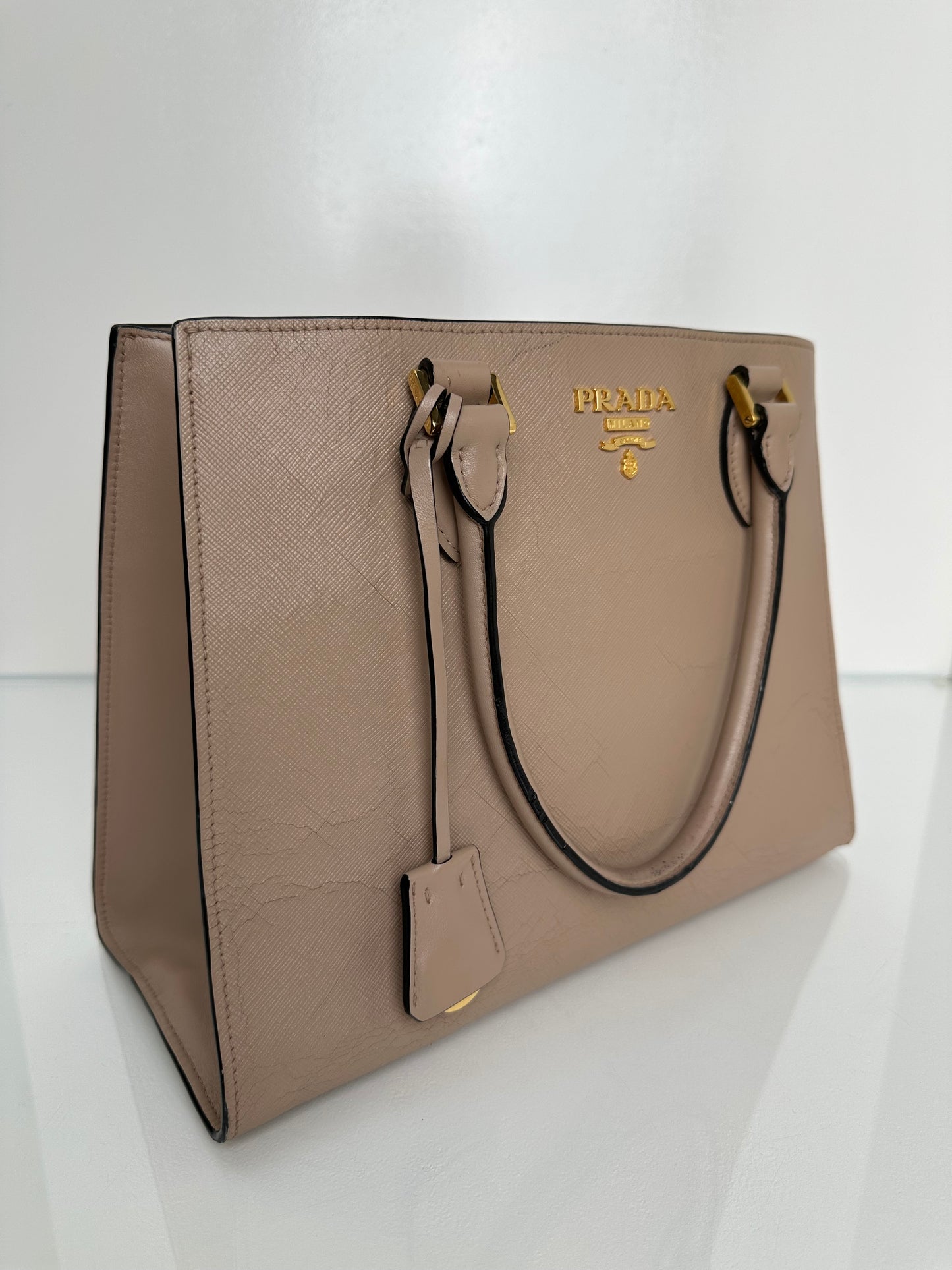 Prada Pink / Nude Saffiano Tote GHW (As Is)