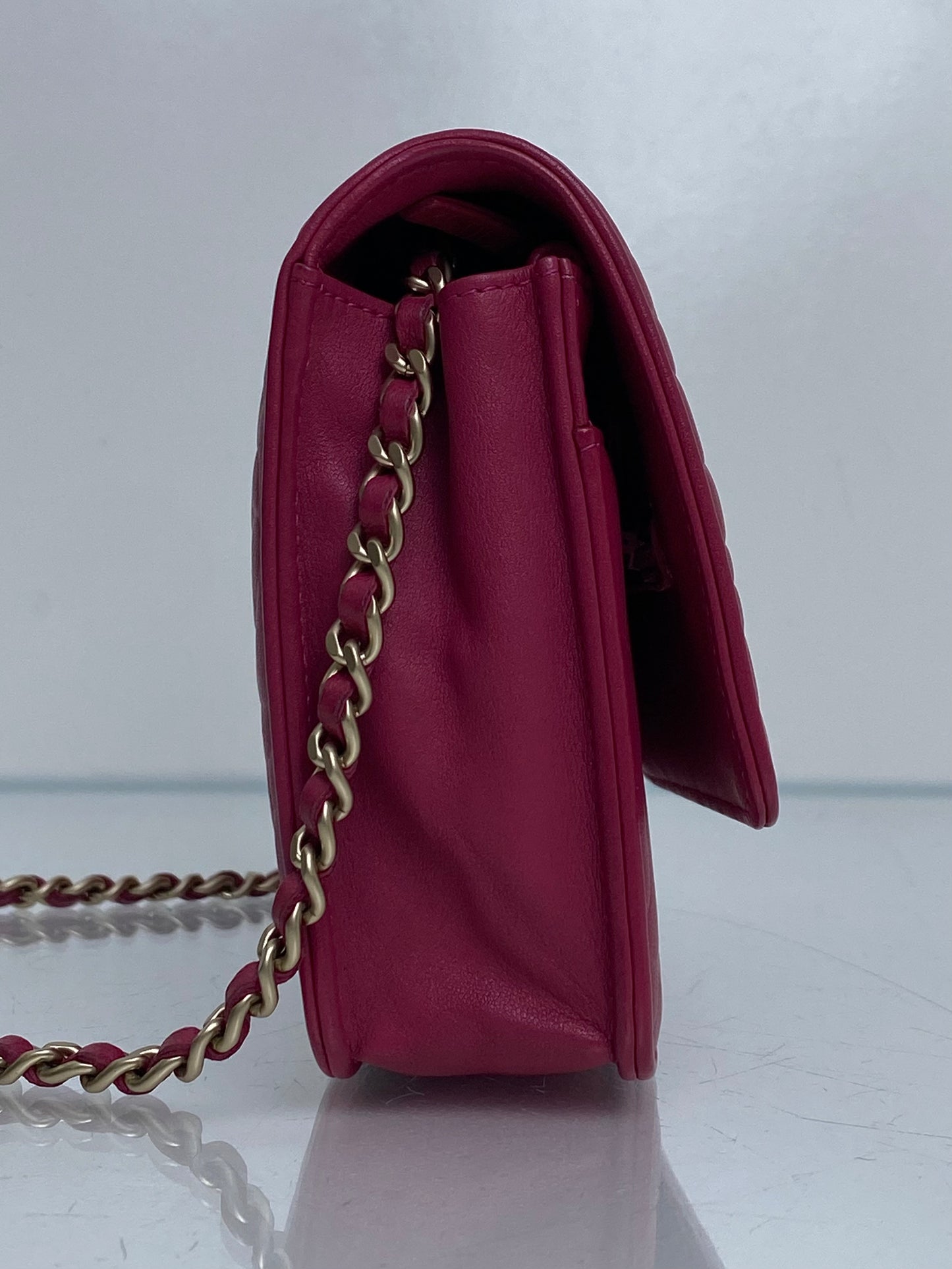 Chanel Pink Camellia Embossed Leather WOC GHW