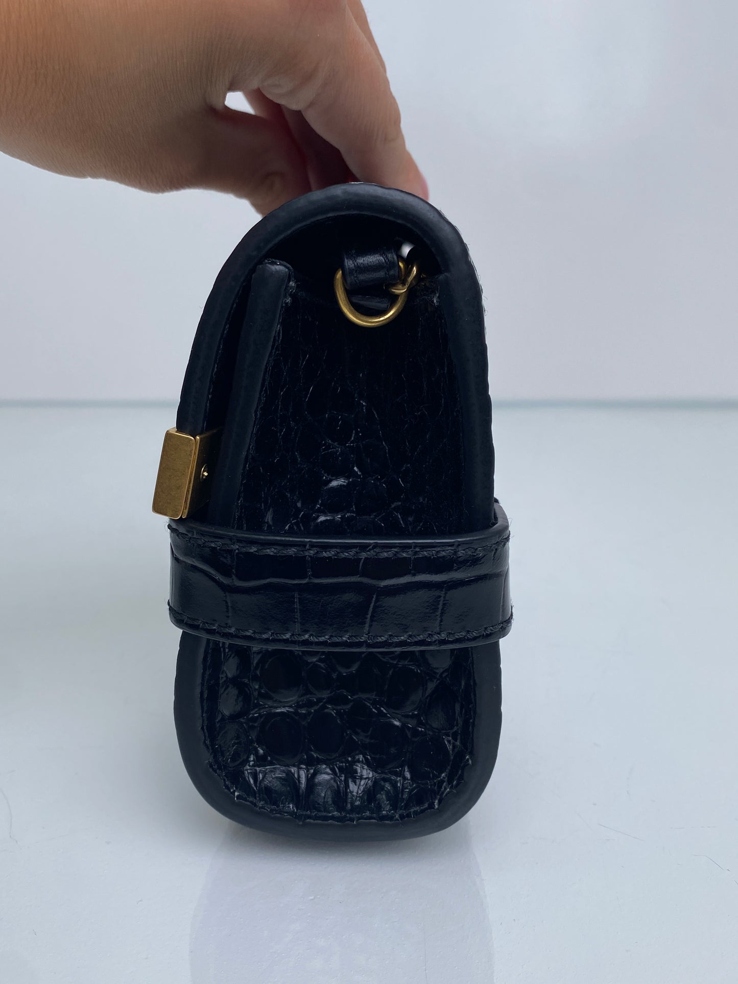 Balmain Black Croc Embossed B-Buzz 23 Clutch GHW