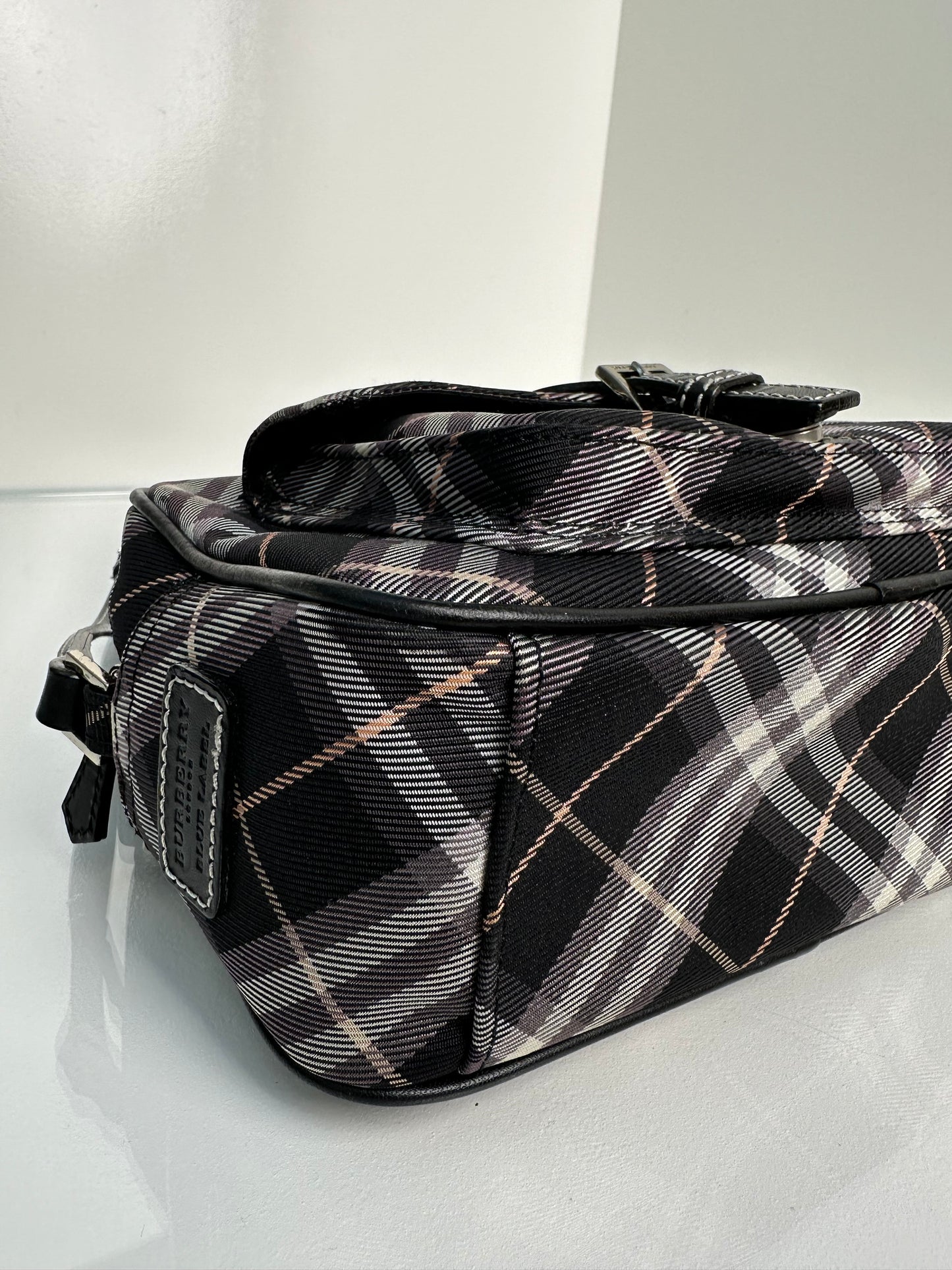 Burberry Tartan Black & Purple Camera Bag