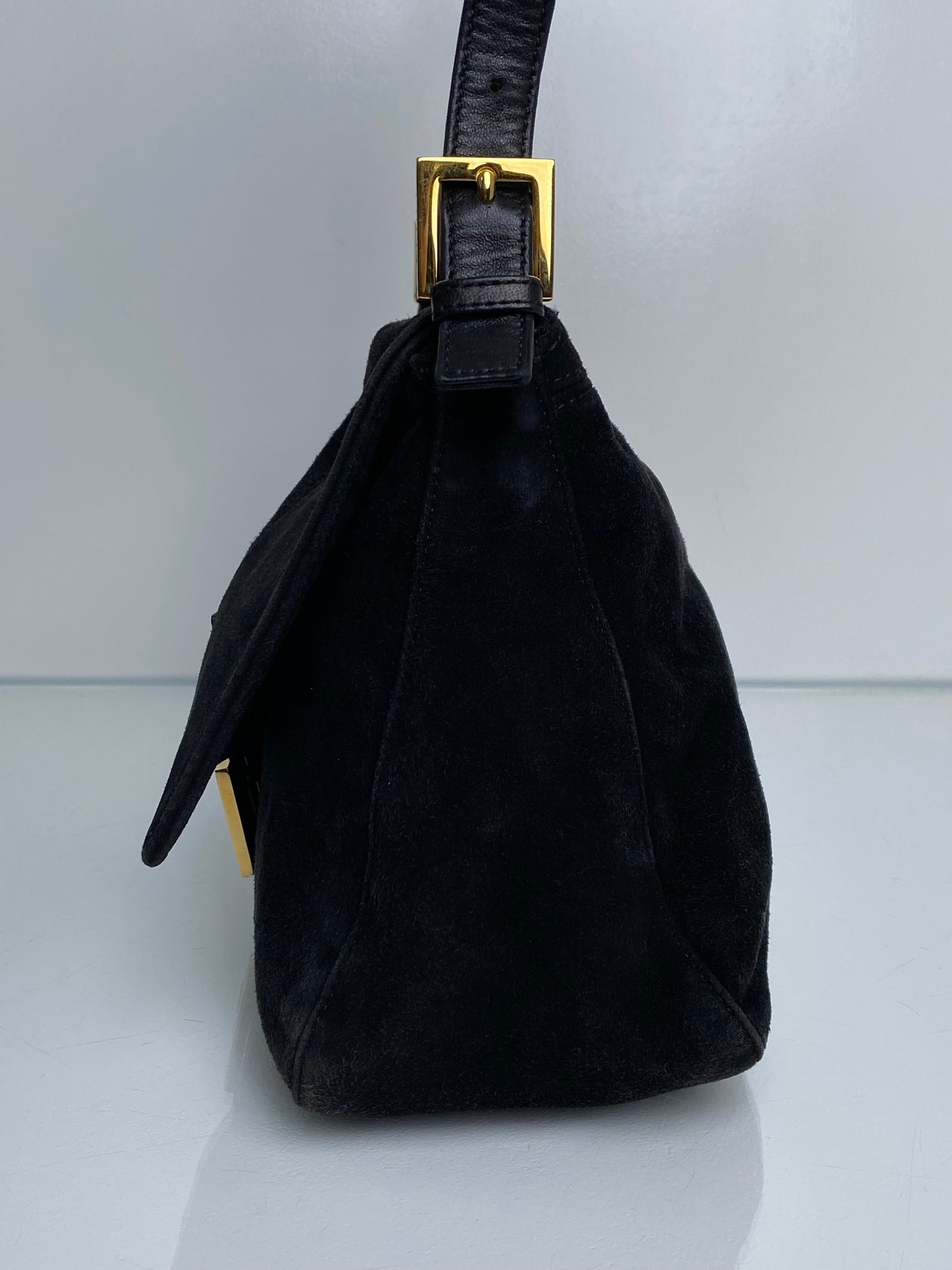 Fendi Black Suede Mama Baguette GHW