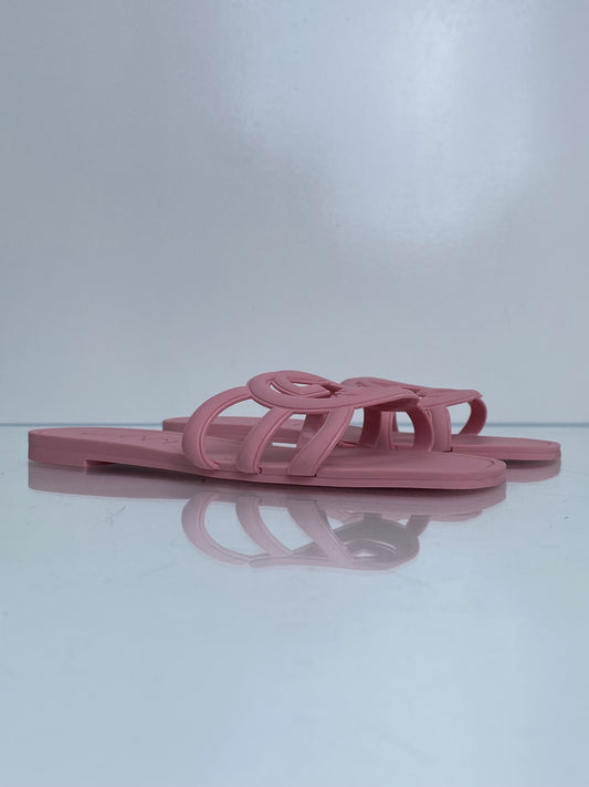Gucci Pink Rubber GG Sandals, EST 39