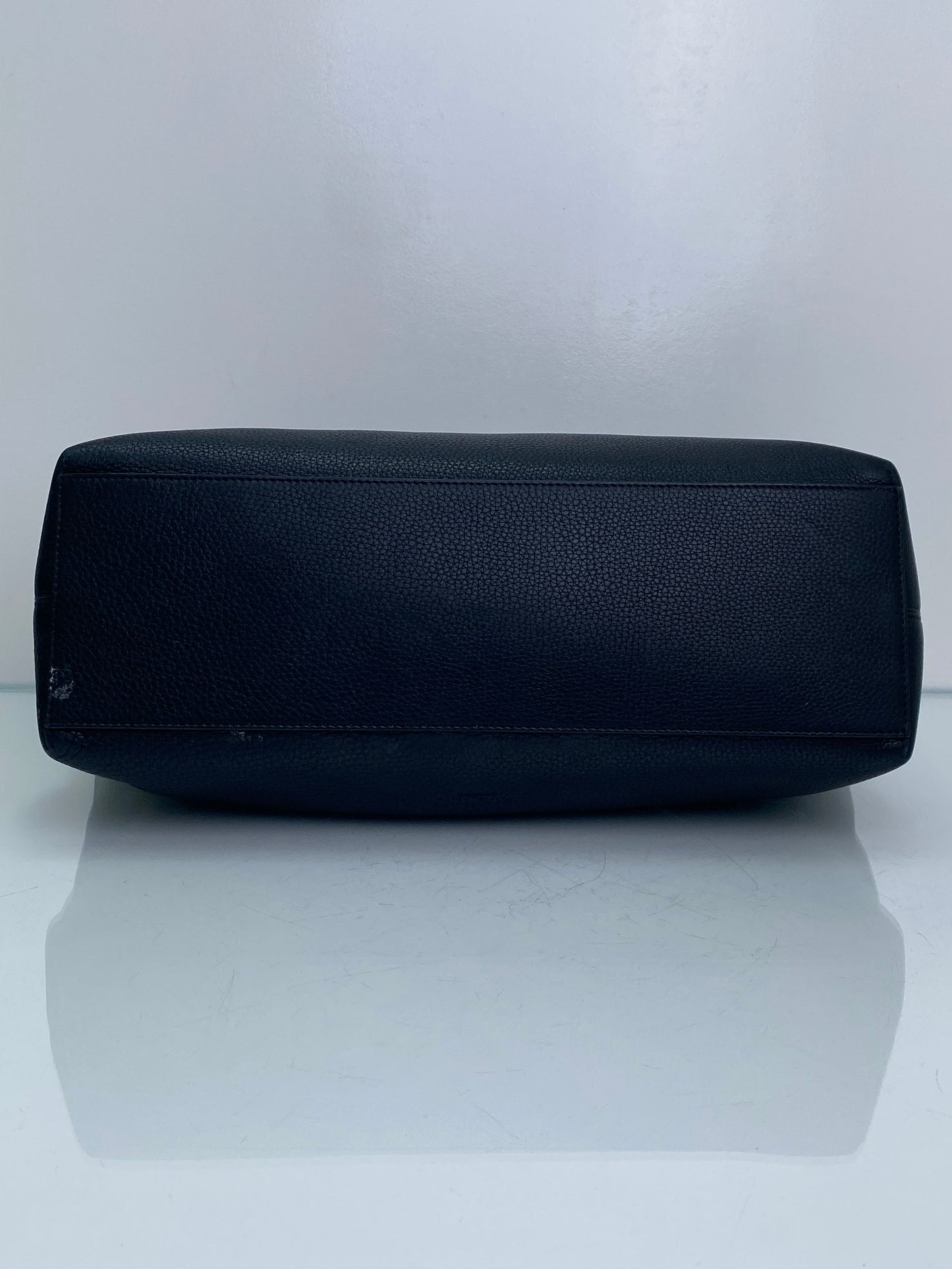 Valentino Black Grained Calfskin Rockstud Accent Tote Bag LGHW