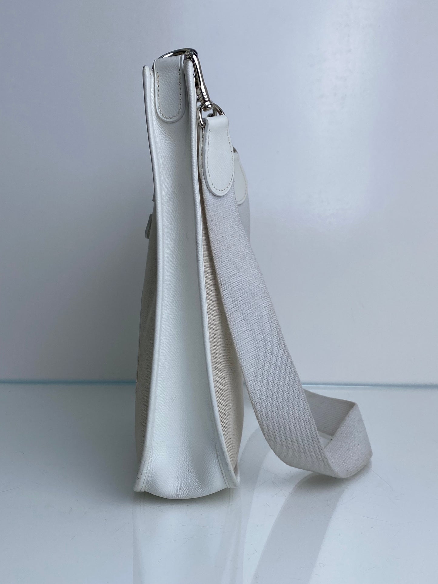Hermes Evelyne PM Toile/Blanc PHW #H