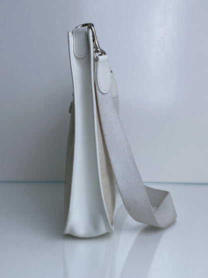 Hermes Evelyne PM Toile/Blanc PHW #H
