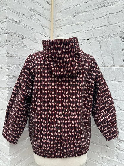 Miu Miu Black & Red Printed Logo Zip-up Hooded Jacket, M