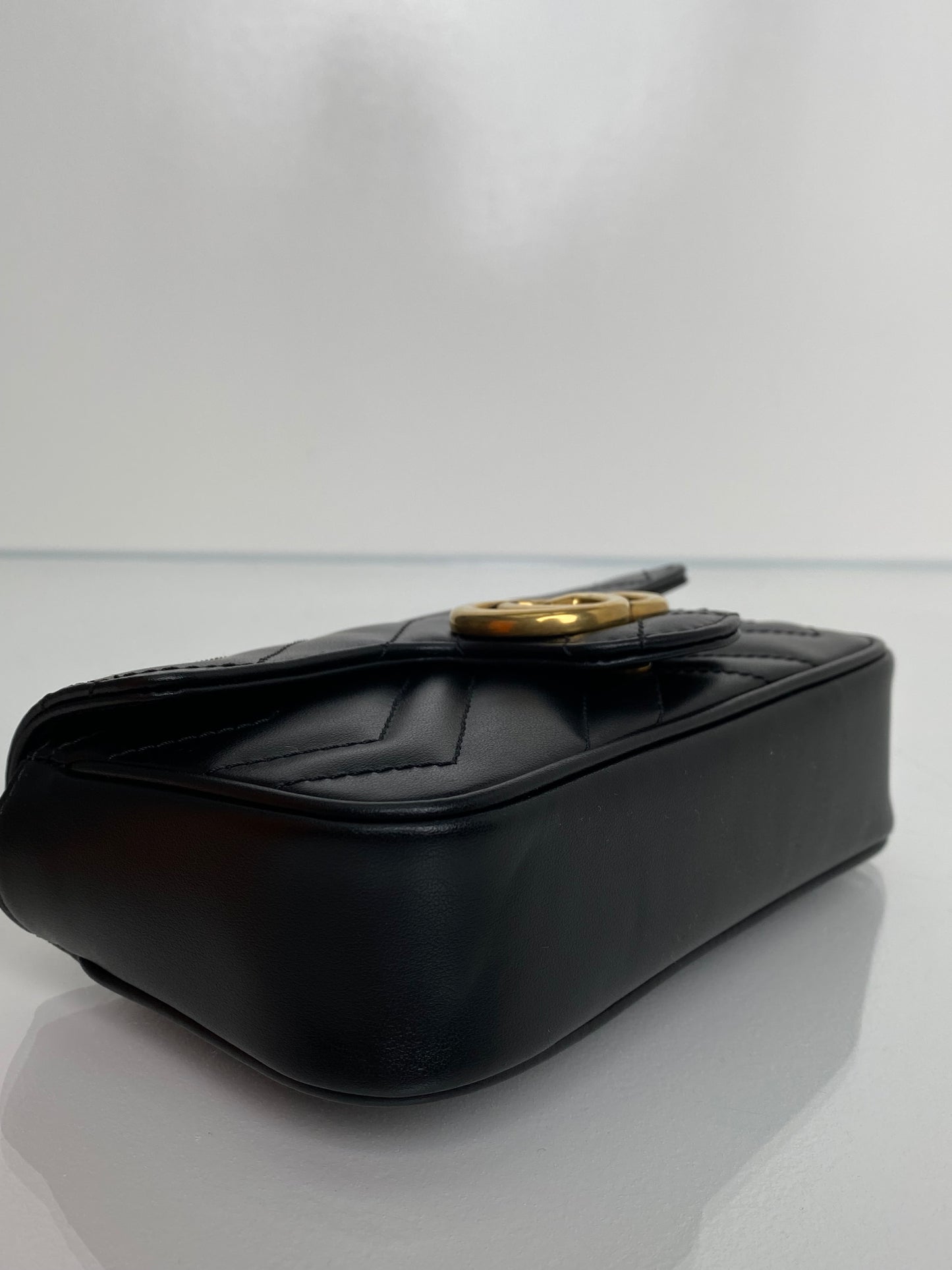 Gucci Black GG Marmont Mini Crossbody Bag GHW