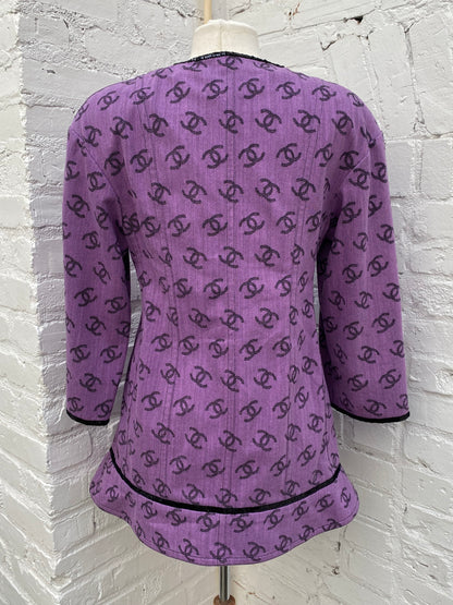 Chanel Purple Canvas CC Logo Mini Dress, 40