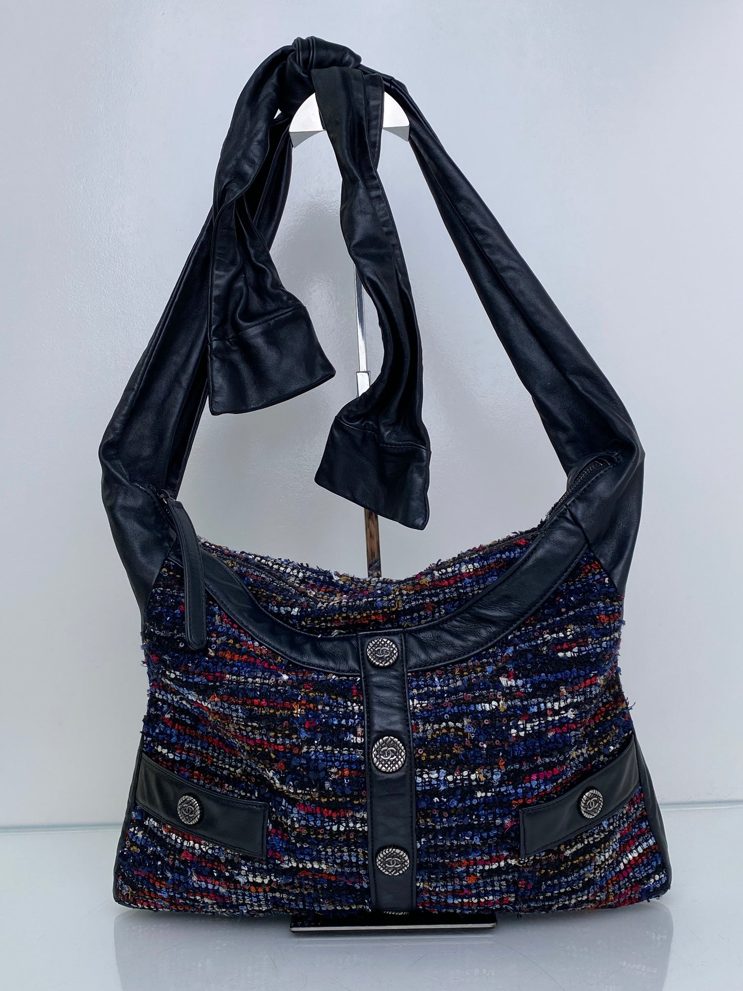 Chanel Black, Blue, & Red Tweed Girl Tote Bag RHW