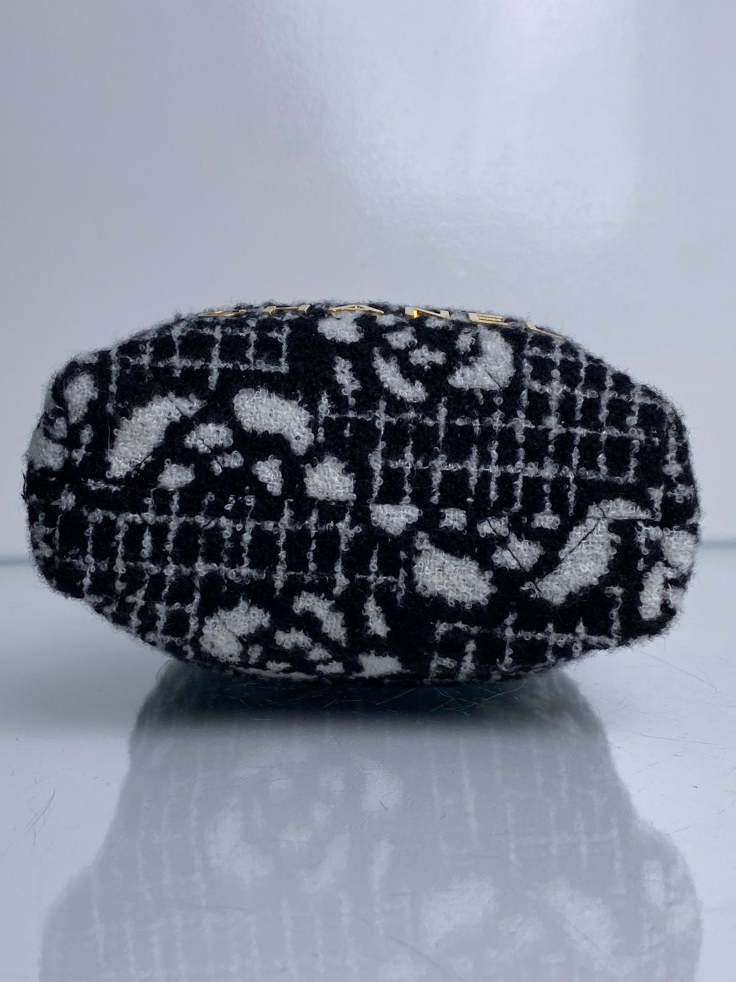 Chanel 22 Mini Black/White Tweed Camellia Bag GHW