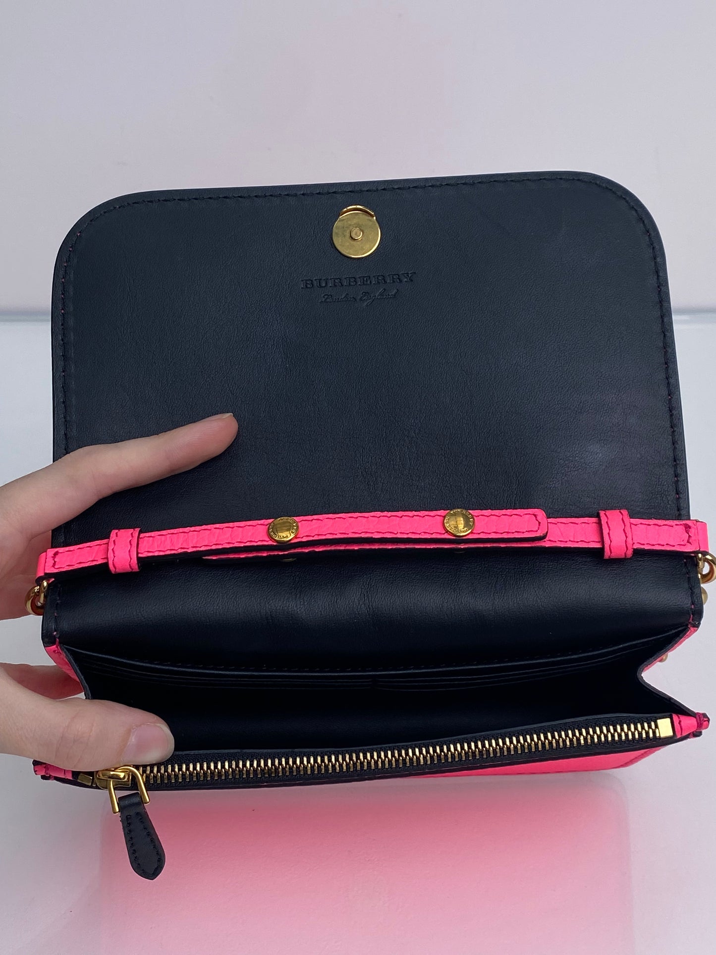 Burberry Neon Pink Logo Small Crossbody GHW