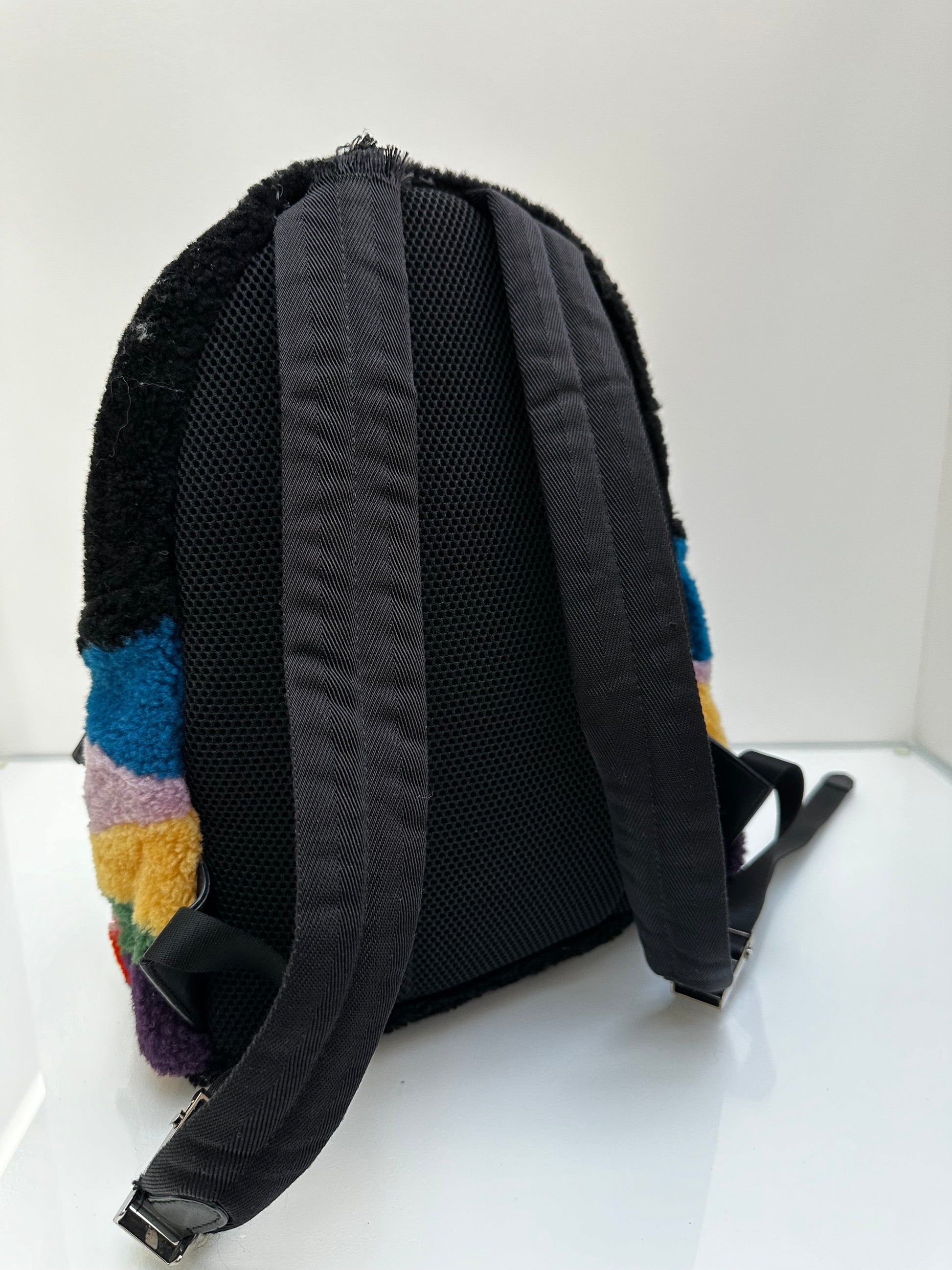 fendi backpack mini monster Fendi Shearling Multicolor Monster Backpack
