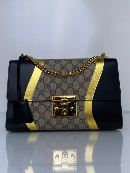 Gucci Supreme Black & Gold Padlock Shoulder Bag