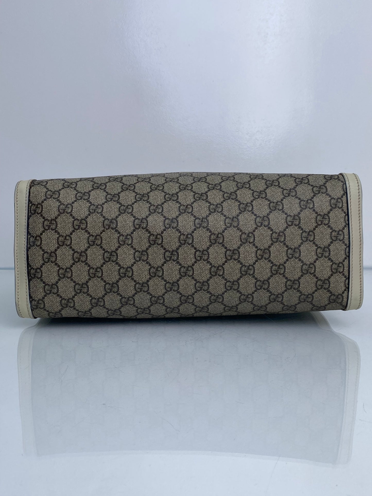 Gucci White GG Suprmeme Medium Padlock Tote Bag GHW (As Is)