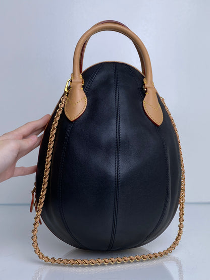 Louis Vuitton Monogram Canvas & Black Leather Egg Bag GHW