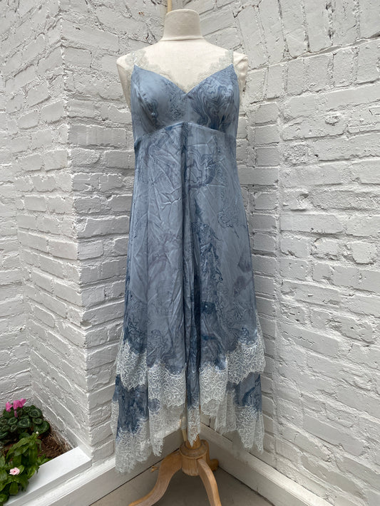 AllSaints Blue Lace Trim Dress