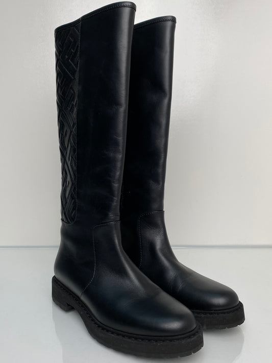 Fendi Black FF Logo Boots, 37.5