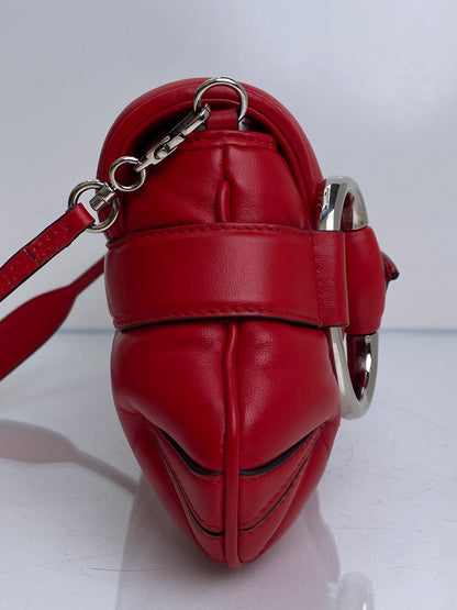 Gucci Red Napa Vertical Horsebit Clutch Bag SHW