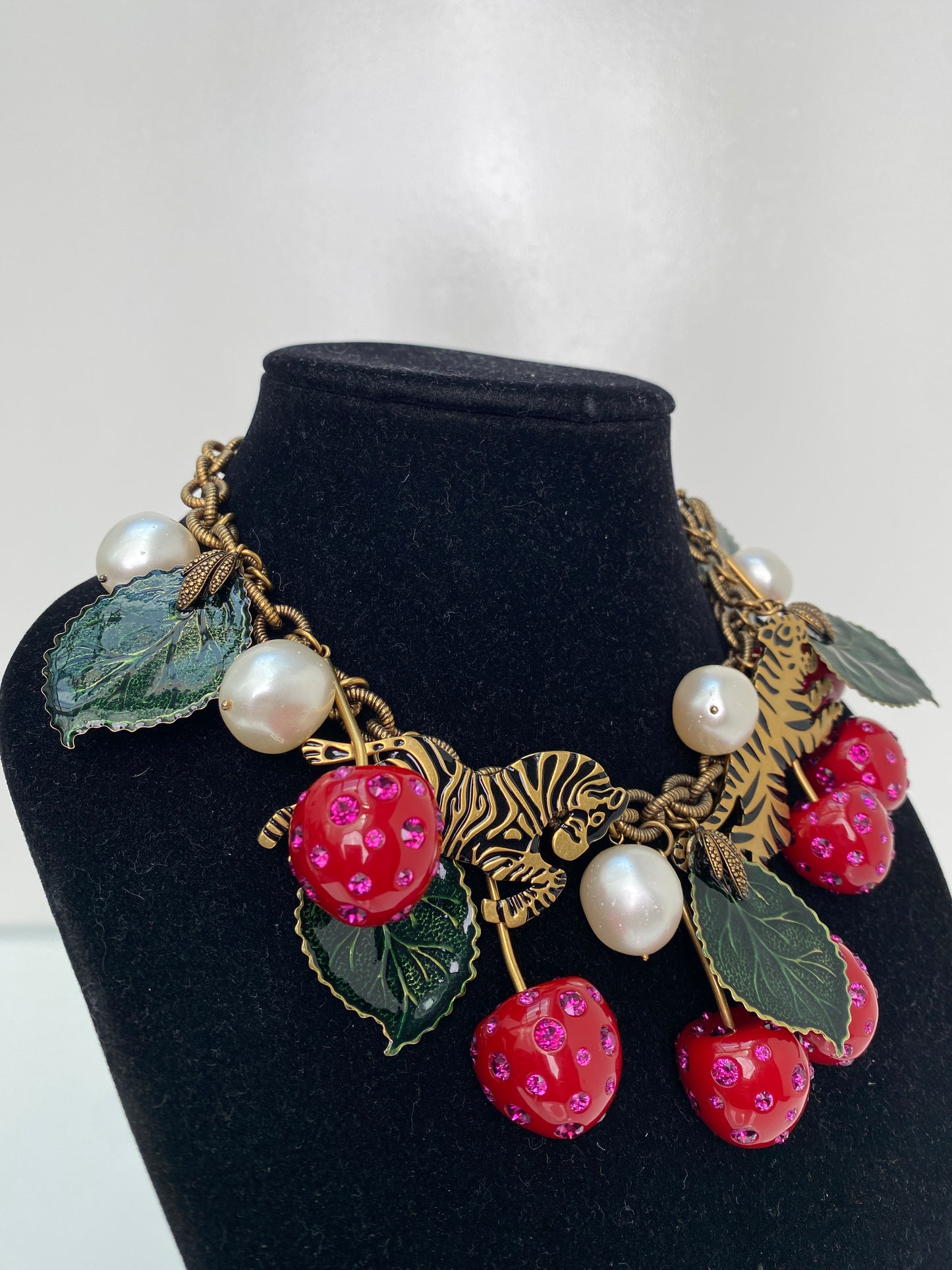Gucci Red Cherry Statement Necklace