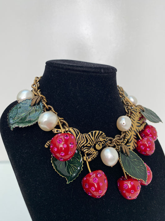 Gucci Red Cherry Statement Necklace