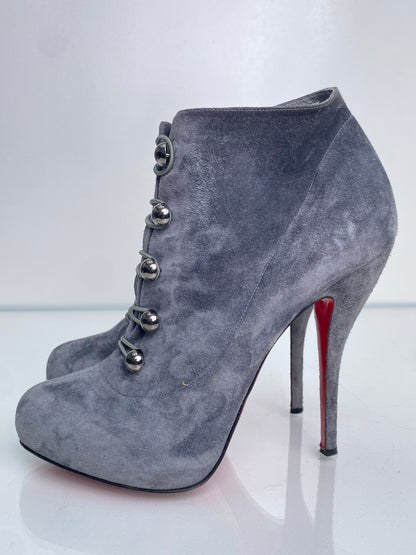 Christian Louboutin Grey Suede Booties, 41