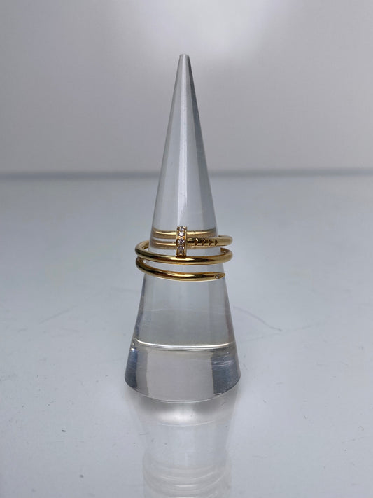 Cartier Juste Un Clou Double Diamond Yellow Gold Ring 53