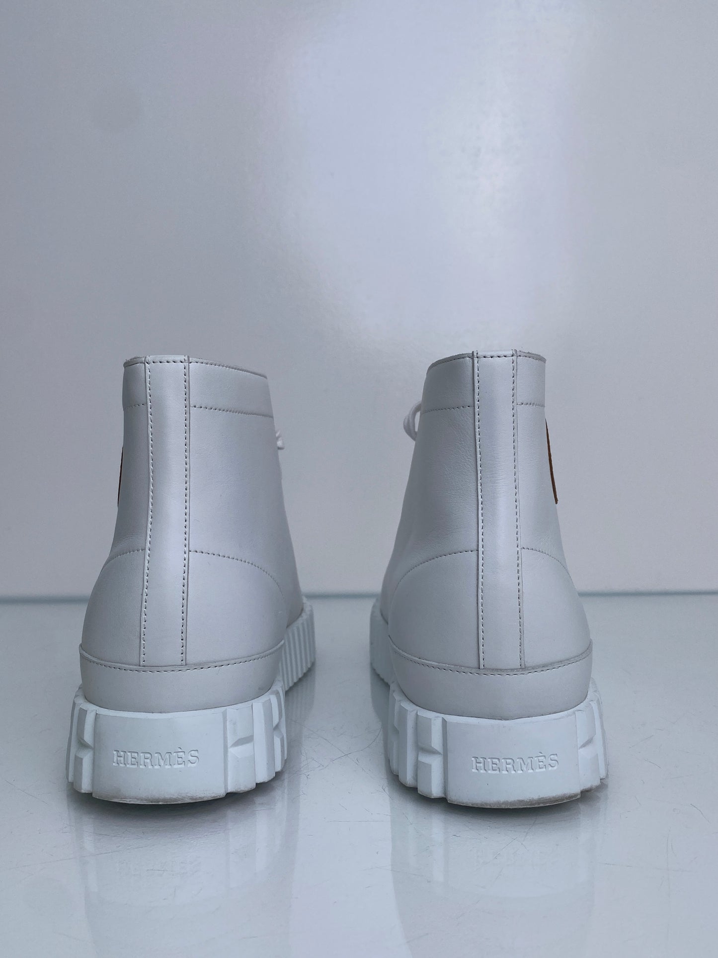 Hermes White Climb High Top Sneakers, 41