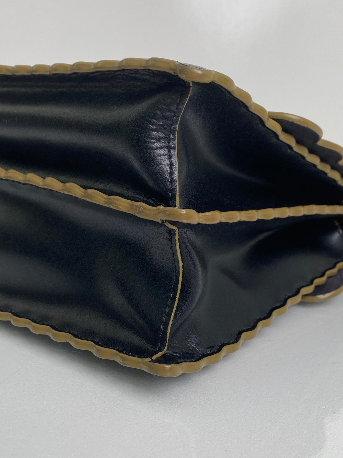 Fendi Black Khan Scalloped Medium Bag GHW