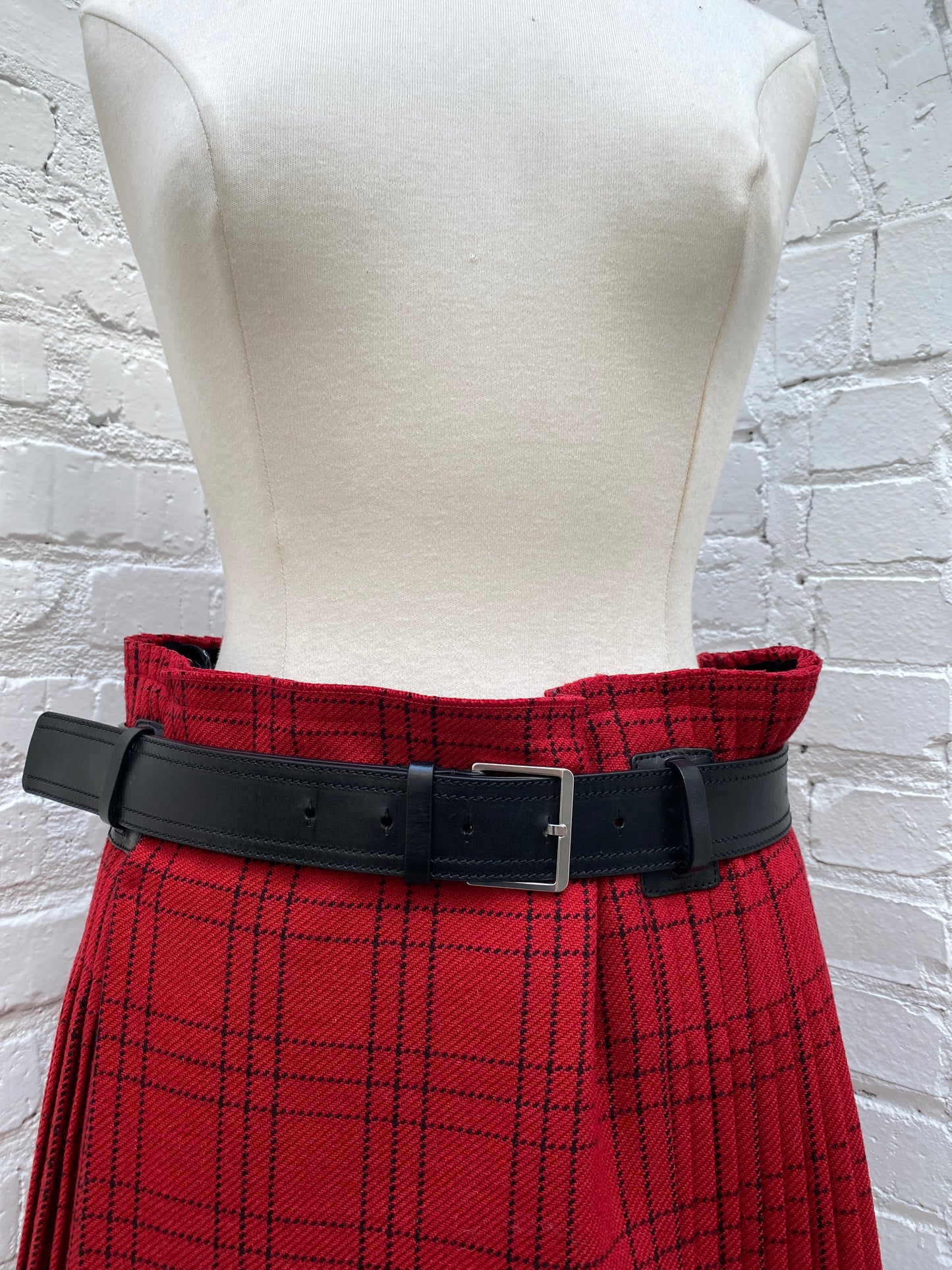 Dior Red & Black Short Kilt Skirt, 40