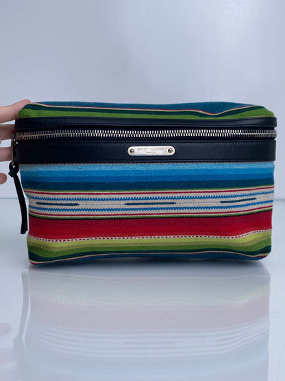 Saint Laurent Blue, Green, & Red Striped Wool Bum Bag SHW