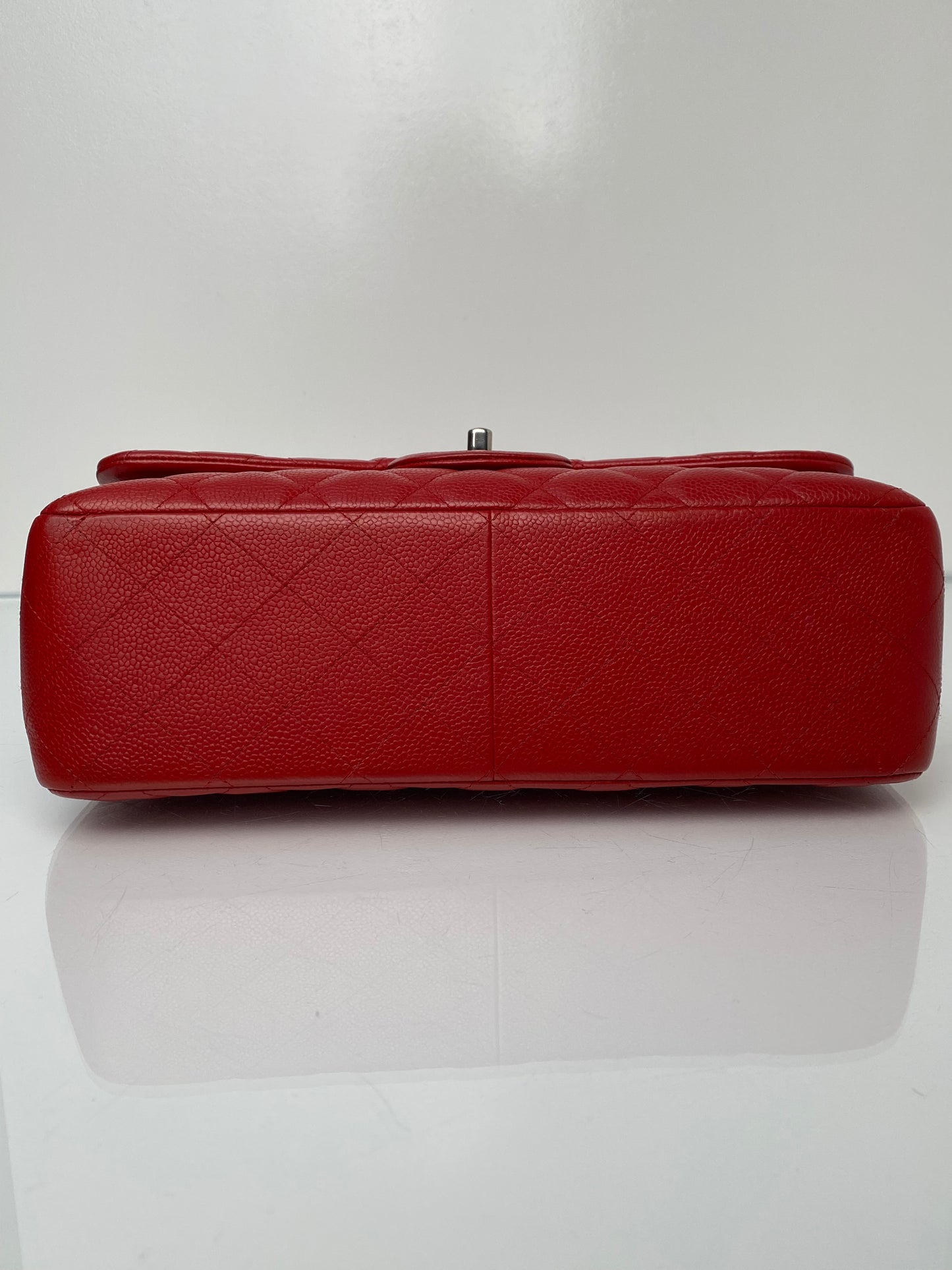 Chanel Red Caviar Quilted Jumbo Double Flap Bag SHW #19