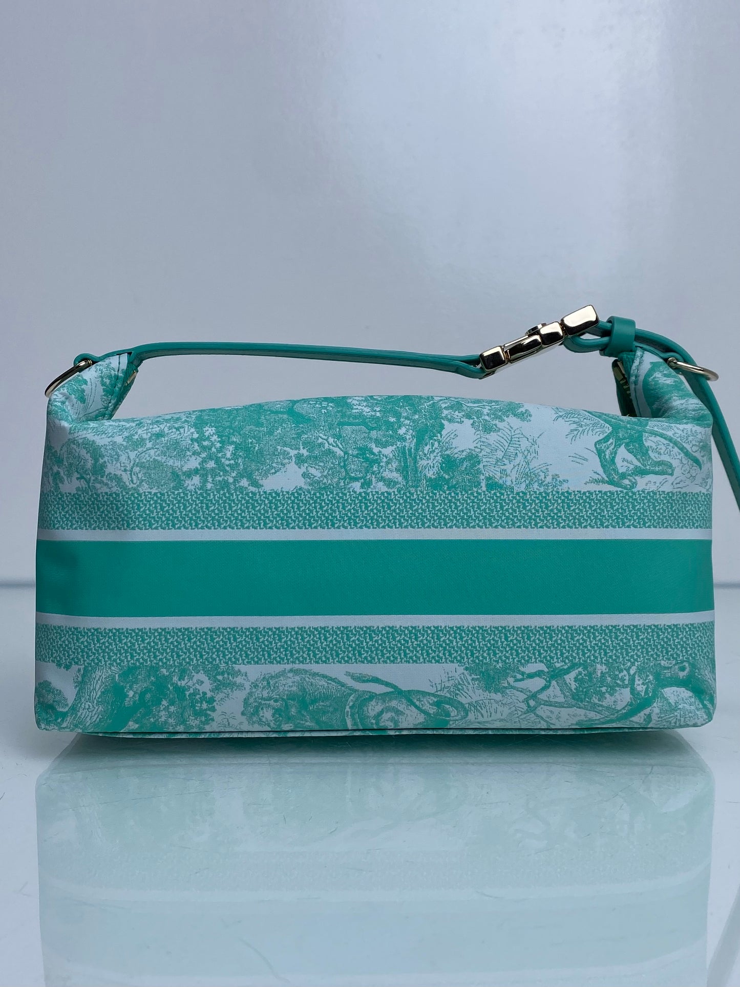 Christian Dior Teal & White Toile De Jouy Nomad Pouch GHW