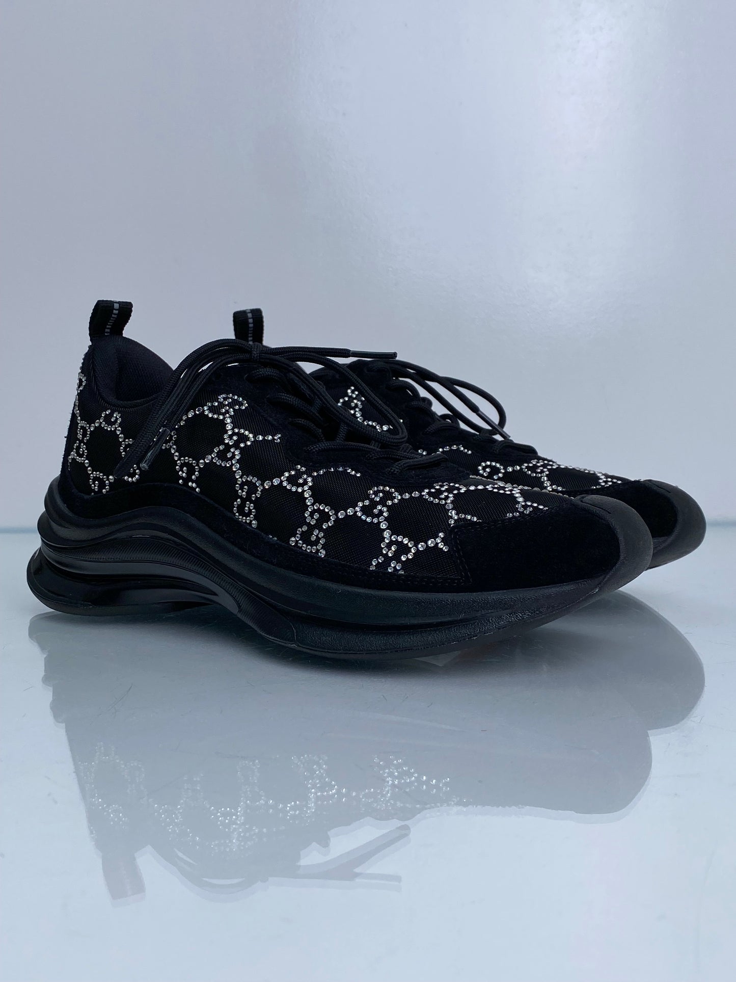 Gucci Black Crystal GG Sneakers, 39