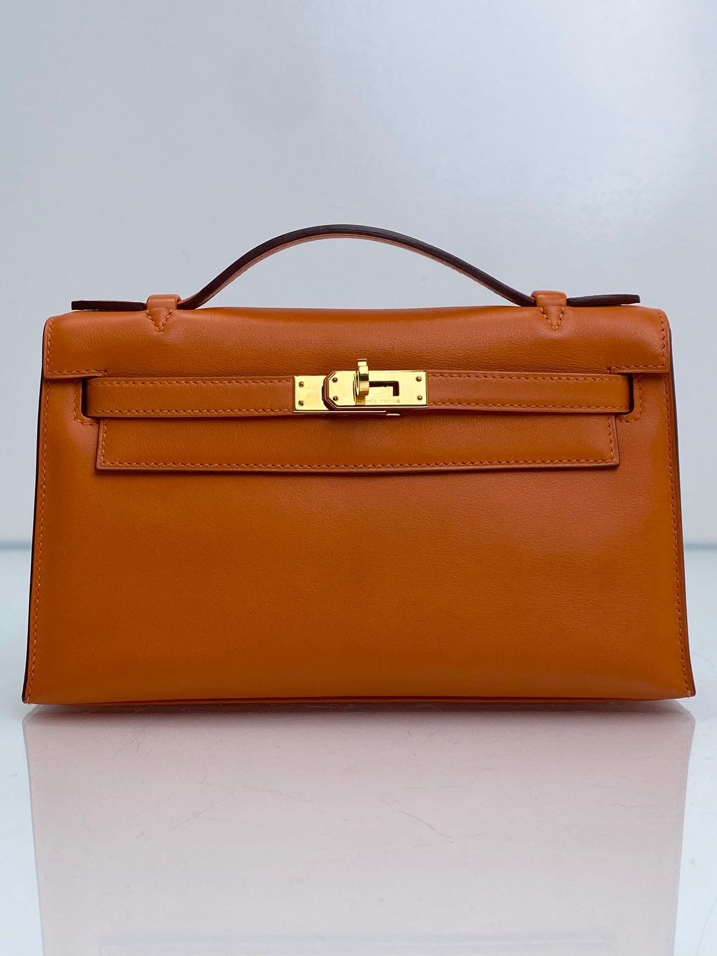 Hermes Kelly Pochette Orange Swift GHW #N