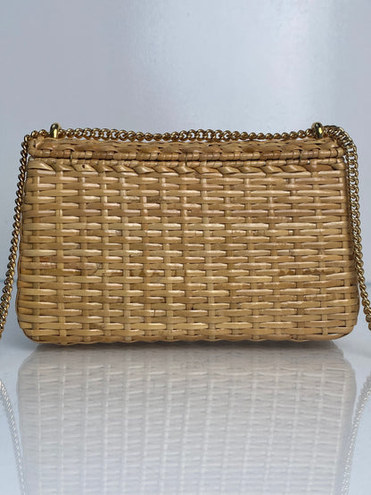 Gucci Tan GG Wicker Basket Crossbody Bag GHW