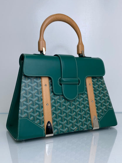 Goyard Green & Tan Saigon GM Tote Bag SHW