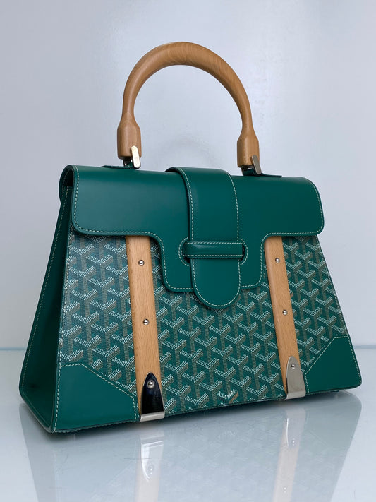 Goyard Green & Tan Saigon GM Tote Bag SHW