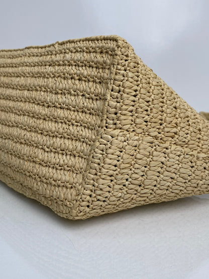 Saint Laurent Tan & Black Raffia Le Tuc Shoulder Bag GHW