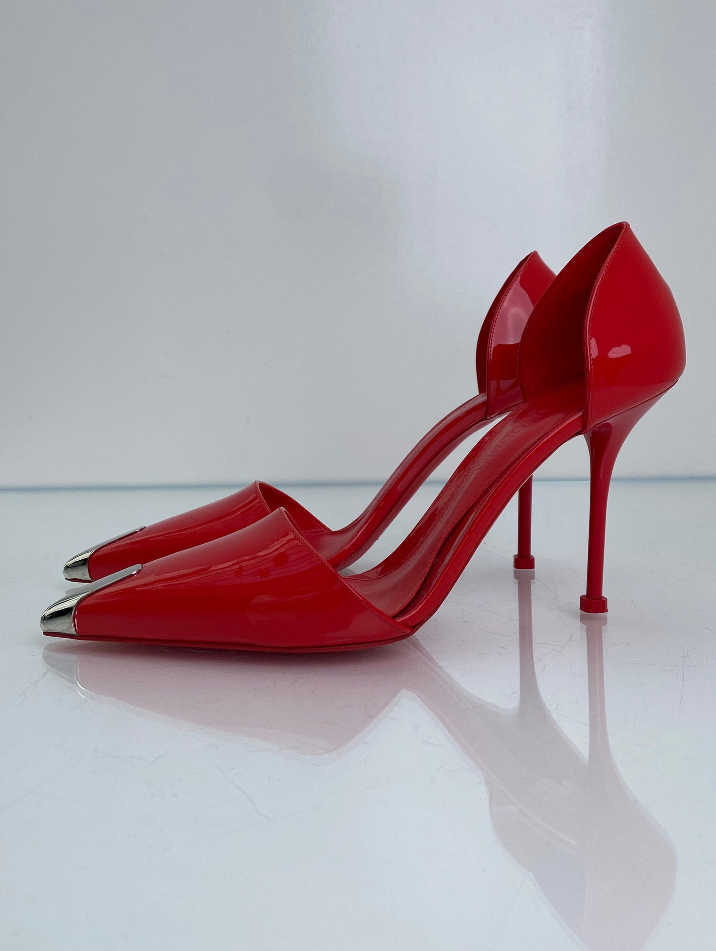 Alexander McQueen Red Patent & Silver Pump Heels, 39.5