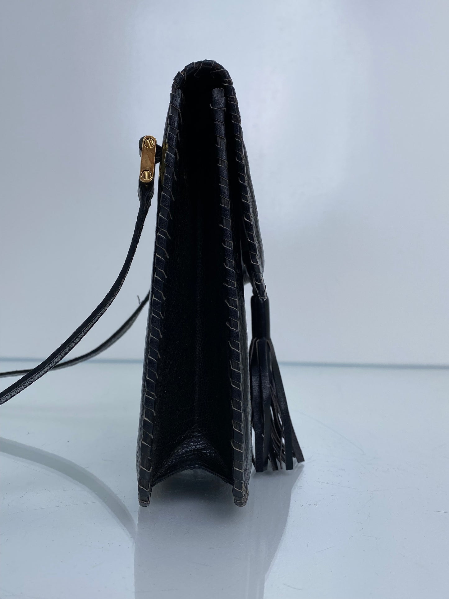 Saint Laurent Vintage Exotic Tassel Crossbody Bag, As is