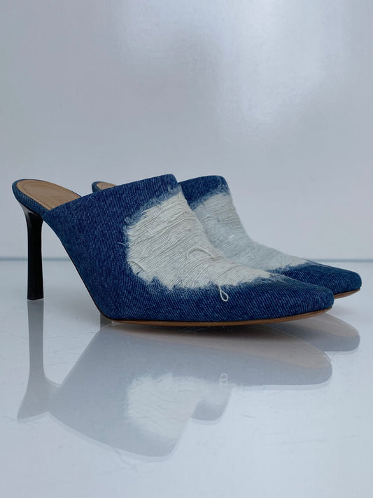 Loewe Medium & Acid Wash Denim Mule Heels, 38
