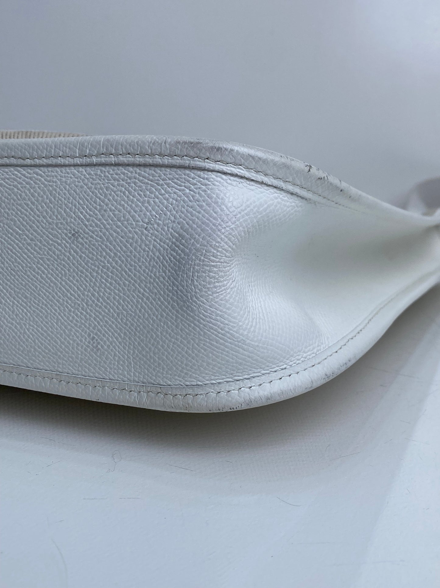 Hermes Evelyne PM Toile/Blanc PHW #H