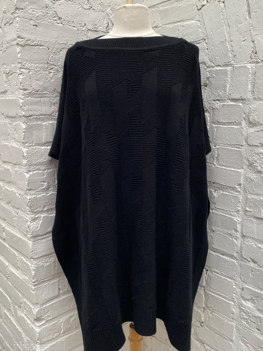 Hermes Black Wool "H" Rectangular Cape Poncho