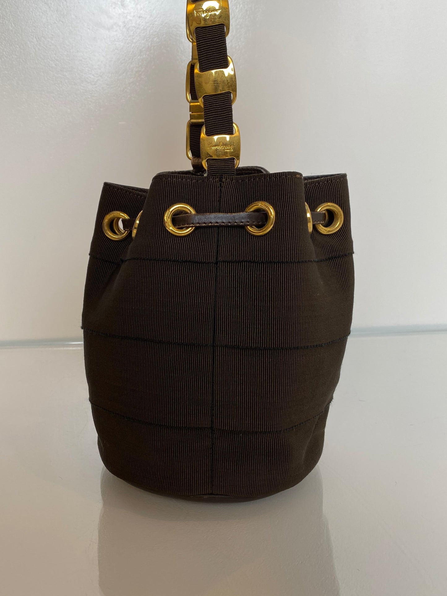 Ferragamo Vintage Brown Ribbon Bag