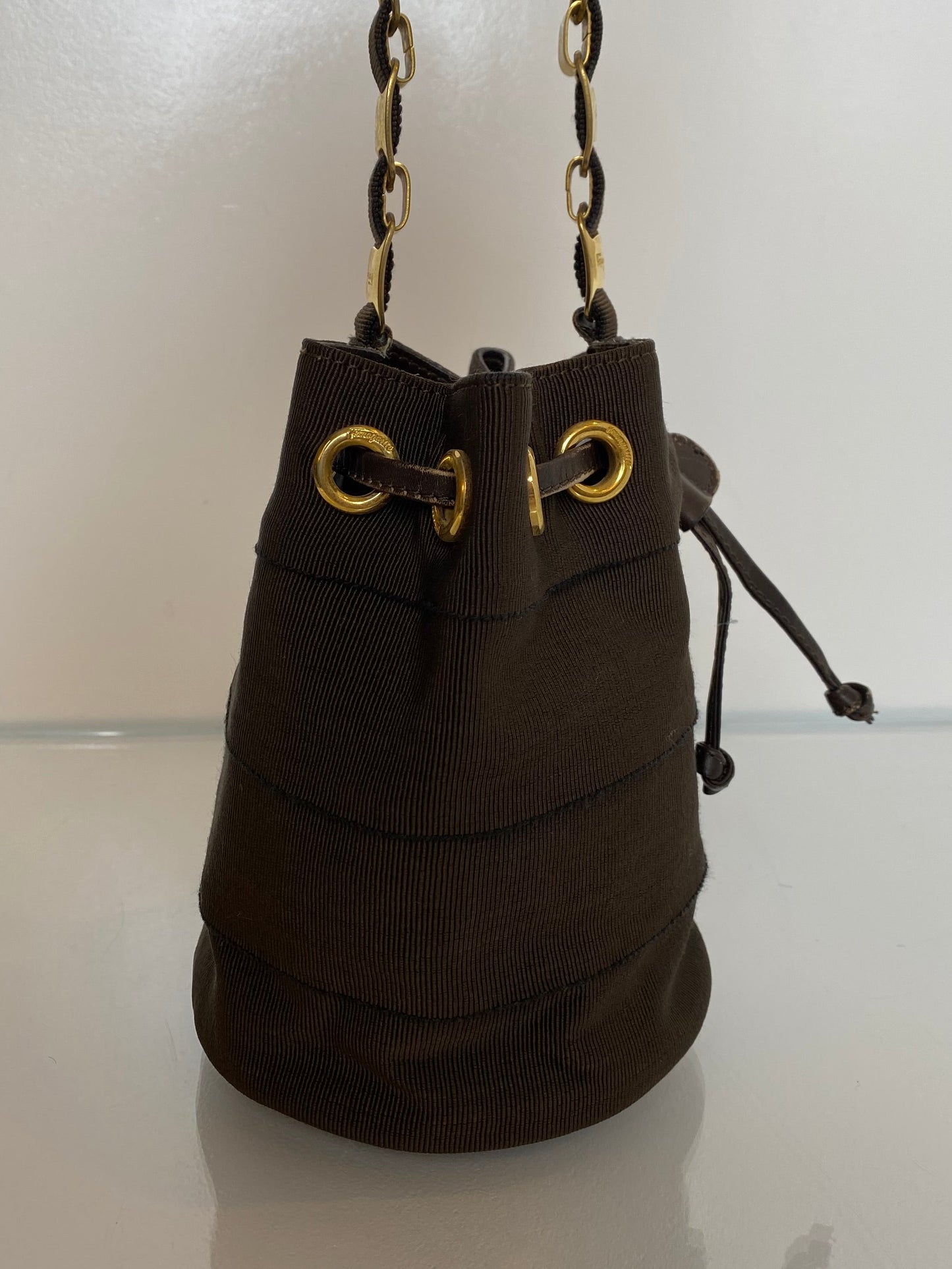 Ferragamo Vintage Brown Ribbon Bag