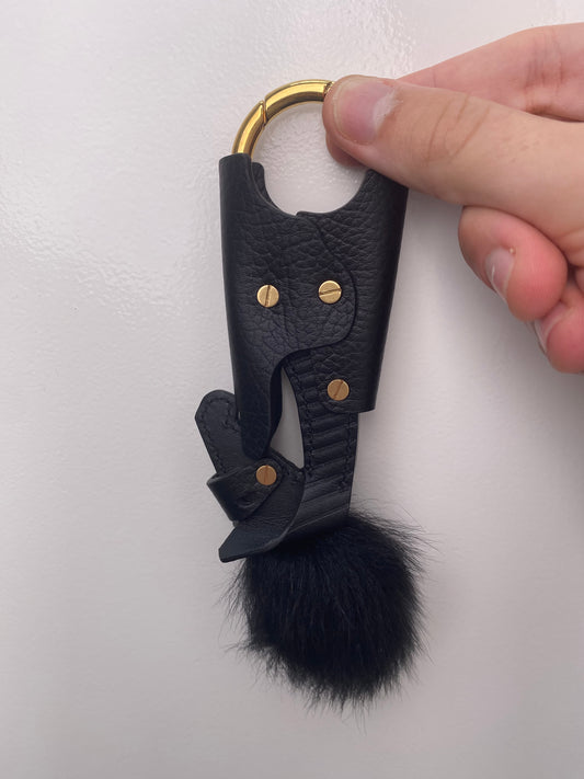 Burberry Black Shearling Horse Charm GHW